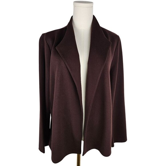 Eileen Fisher Cassis Ponte Open Front Jacket Cardigan Medium Brown NWOT - Picture 2 of 10